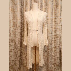 Ralph Lauren White Cotton Duster Sweater Size S